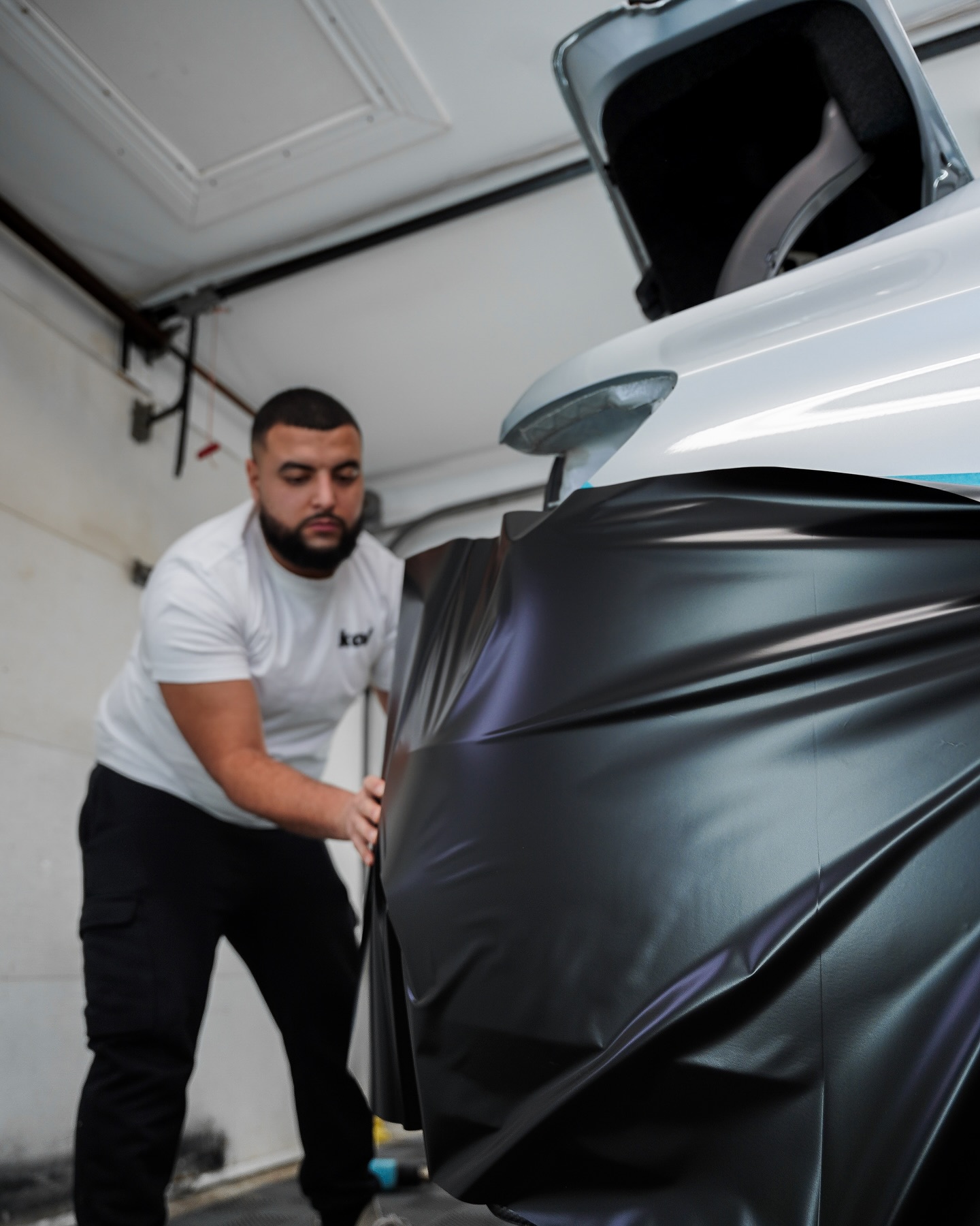 Vinyl wrap application at Kov Wraps